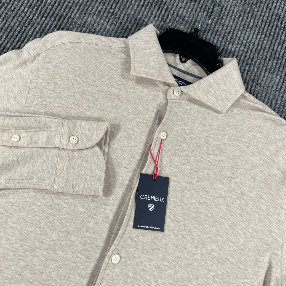 Cremieux Shirt Mens Medium Beige Long Sleeve Button Up Casual Comfort New